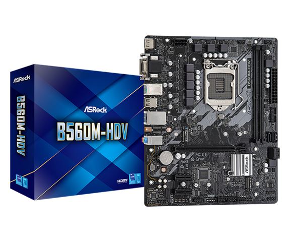MBO ASROCK B560M HDV (socket 1200, chipset B560, DDR4, max. memorije 64 GB, takt memorije 2133 - 5000 MHz, PCIe 4.0 x16 1, PCIe x1 2, SATA3 4, RAID 0,1,5, 8-kanalni audio, D-sub 1, HDMI 1, DP 1, RJ45 1, M.2 1, USB 3.2 4)-0