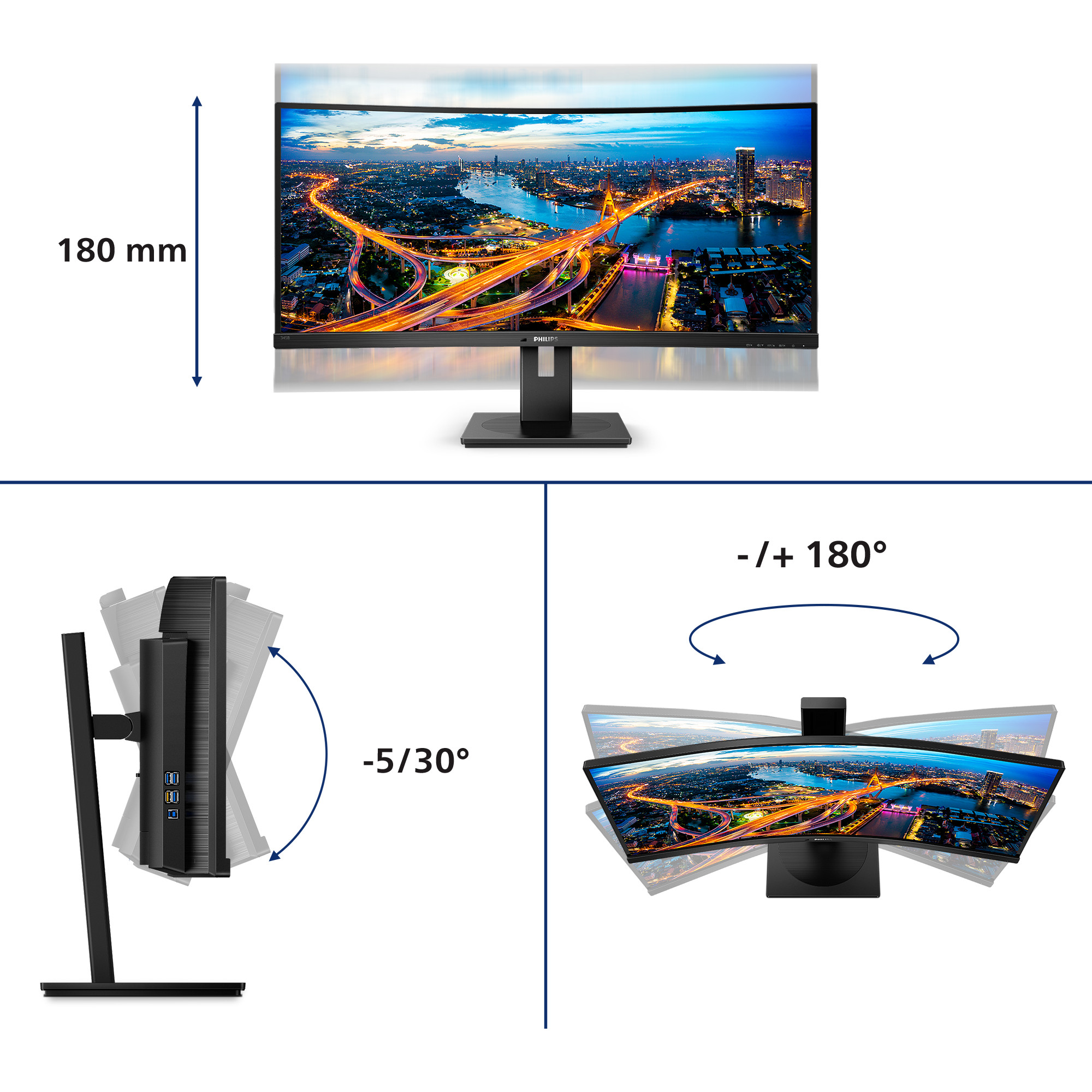 Monitor PHILIPS 345B1C/00 (34" VA, WFHD, 100Hz, zakrivljeni)-12