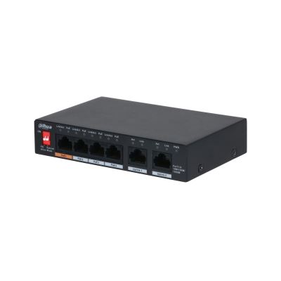 Prekidač DAHUA PFS3006-4GT-60-V2 (desktop, 6 gigabit portova, 4 PoE, unmanaged, layer 2)-0