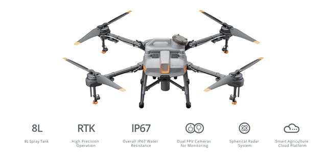 Dron DJI AGRAS T10 (spremnik 8 litara, težina 13 kg, IP67)-0