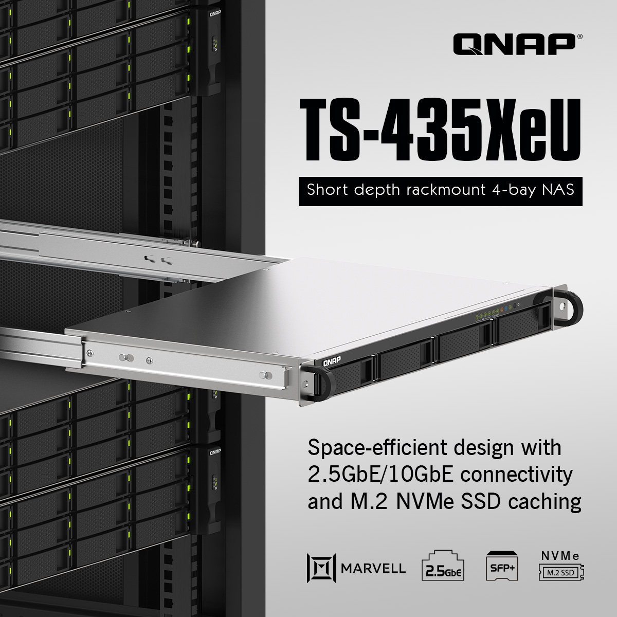 Skladište QNAP NAS TS-435XeU-4G (Marvell OCTEON TX2 2.2GHz, 4GB DDR4, 2x 2.5GbE, 2x 10GbE SFP+, RAID)-1