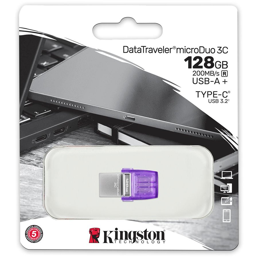 USB Stick KINGSTON DataTraveler microDuo 3C (128GB, 200MB/s, USB-A + USB-C, OTG)-3
