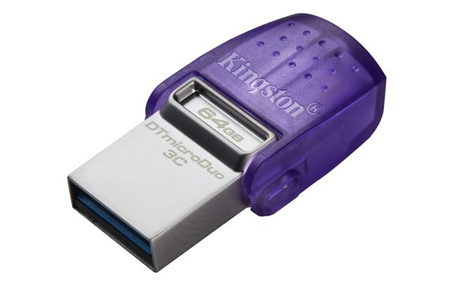 USB Flash KINGSTON DataTraveler microDuo 3C (64GB, 200MB/s, USB-A + USB-C, OTG, Pen Cap Design)