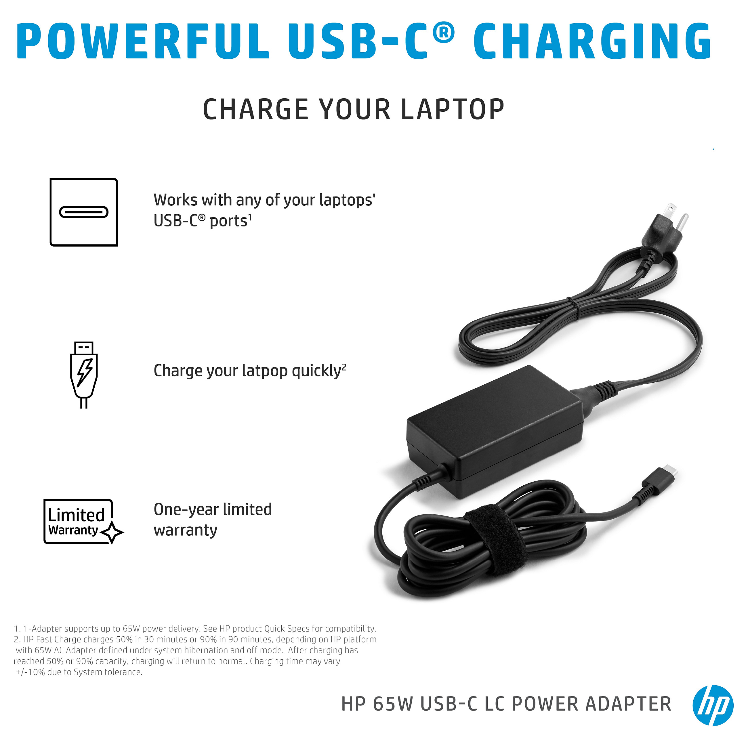 Adapter HP 65W USB-C LC Power (Ulazni napon 220V, Izlazna snaga 65W, USB Type-C)-4