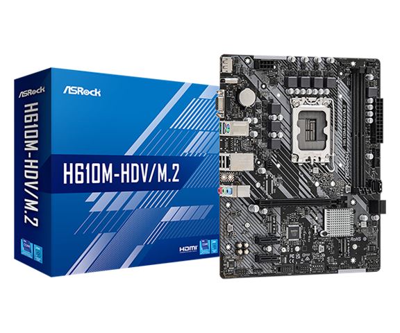 MBO ASROCK H610M-HDV/M.2 (lga 1700, intel h610, ddr4, 64 gb, takt 2133 - 3200 mhz, pcie 4.0 x16 1, sata3 4, 8-kanalni audio, d-sub 1, dp 1, hdmi 1, rj45 1, m.2 2, usb 3.2 2)-0