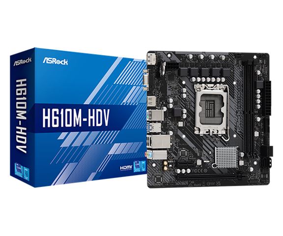 MBO ASROCK H610M-HDV (lga1700, intel h610, ddr4, 2 utora, sata3 4, 8-kanalni audio, 1x 10/100/1000 ethernet, display port 1, matx, pcie 4.0 x16 1, usb 3.2 2)-0