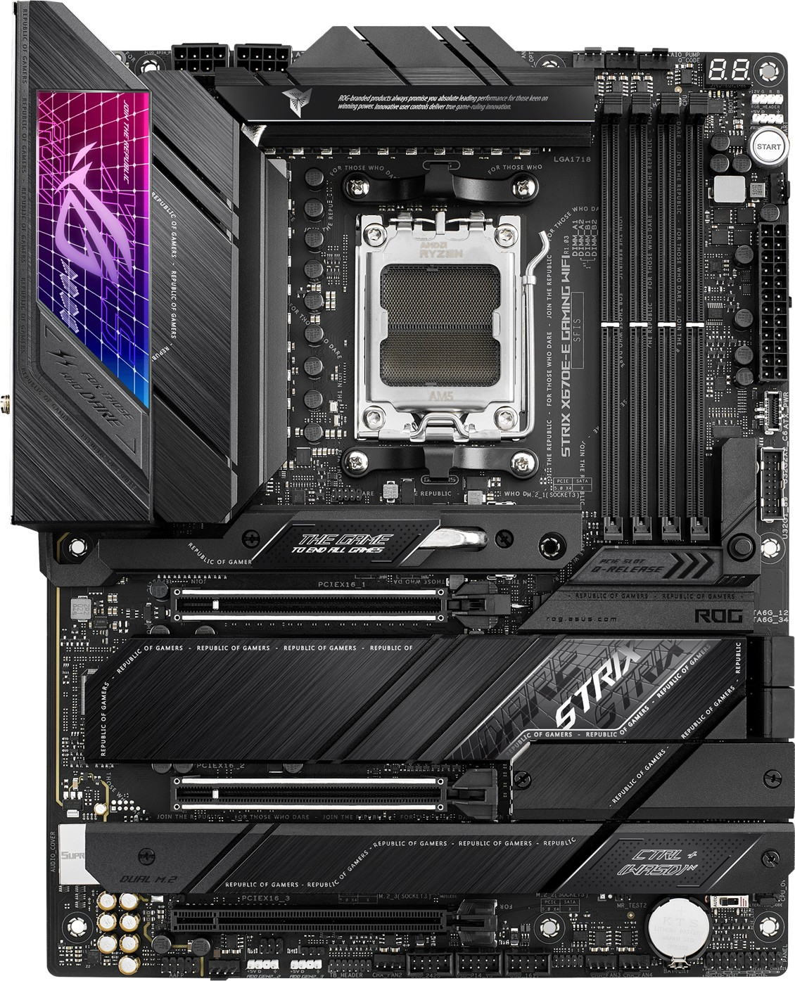 MBO ASUS ROG STRIX X670E-E GAMING WIFI (am5, amd x670, ddr5, 4 utora, 128 gb max. memorije, 8-kanalni audio, 1x 2.5Gb Ethernet, display port 1, atx, wlan connector, usb 3.2 13, pcie 5.0 x16 1)-2