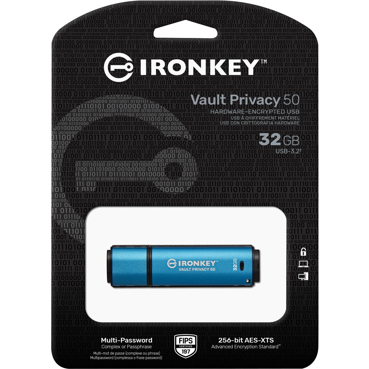 Memorijski USB KINGSTON Vault Privacy 50 32GB (USB 3.2 Gen1, čitanje 250 Mb/s, pisanje 180 Mb/s, plava boja)-6
