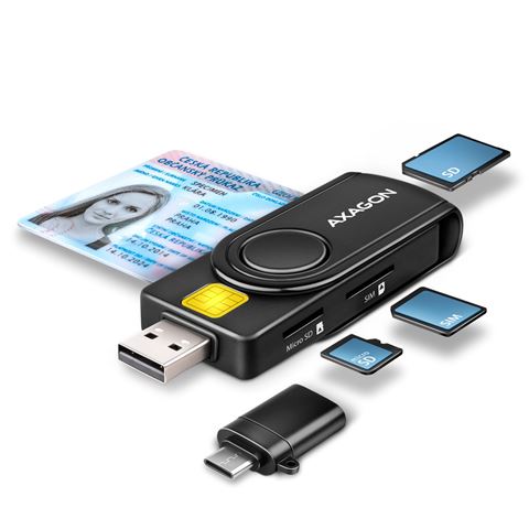 Čitač pametnih kartica AXAGON CRE-SMP2A USB 2.0 Pocket Reader-0