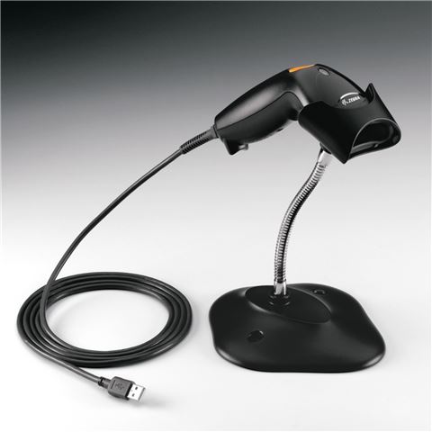 Zebra LS1203 1D laserski barcode čitač + stalak, USB, antracit-1