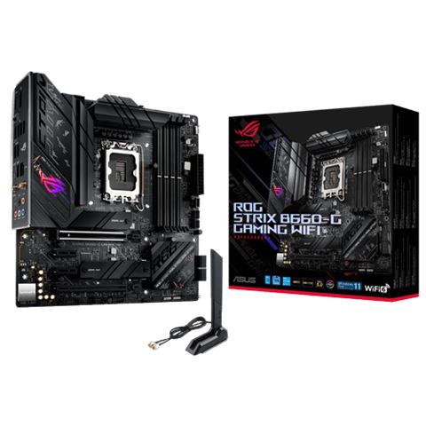 MBO ASUS STRIX B660-G GAMING WIFI (lga1700, intel b660, ddr5, 4 utora, 128 gb max. memorije, 4800 - 6000 mhz, 8-kanalni audio, 1x 2.5Gb ethernet, display port 1, mATX, wlan connector 2, usb 3.2 5, pcie 5.0 x16 1)-0
