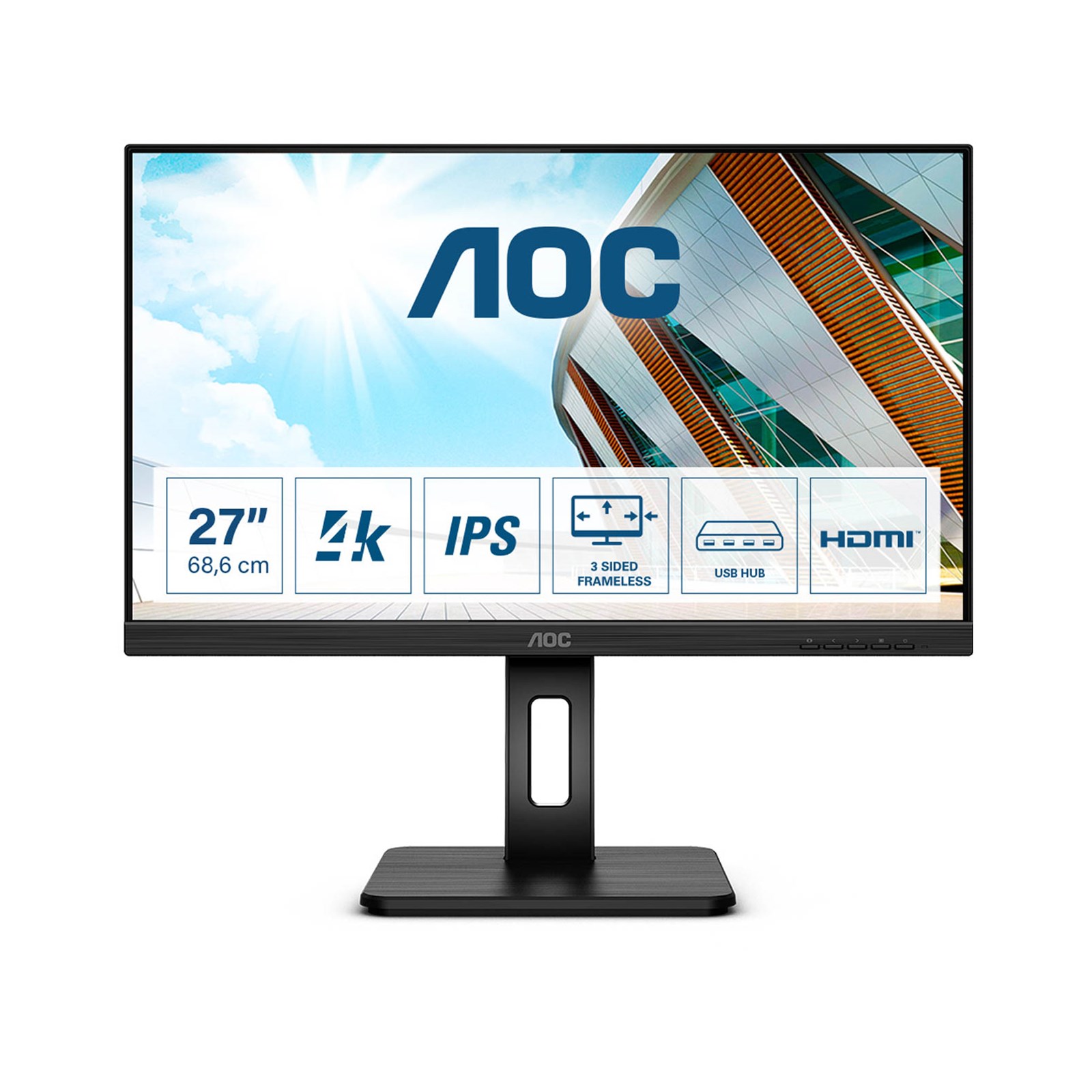 Monitor AOC U27P2CA (27" IPS, 60Hz, 3840x2160 4K UHD) crni-0