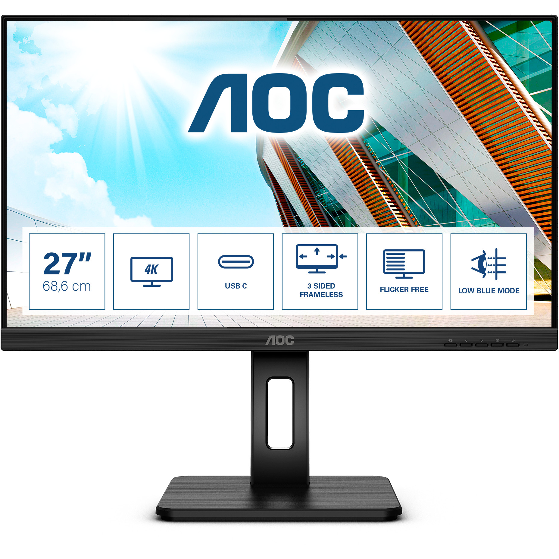 Monitor AOC U27P2CA (27" IPS, 60Hz, 3840x2160 4K UHD) crni-2