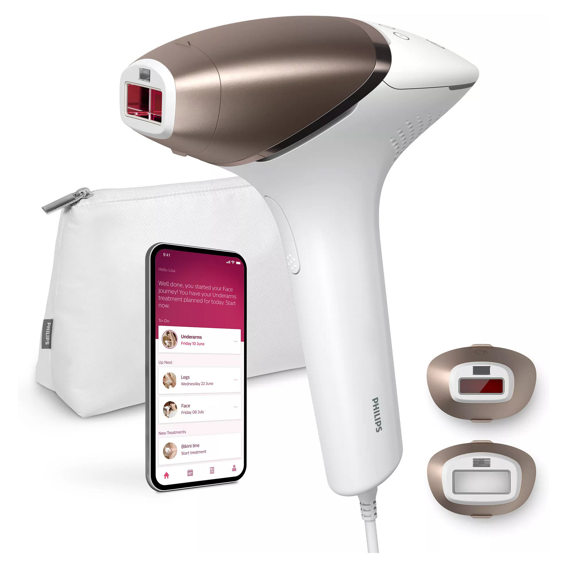 IPL uređaj PHILIPS Lumea BRI945/00 (Intense Pulsed Light, 450.000 bljeskova, nastavci za tijelo, lice i bikini, žičani, bijelo-rozi)-1