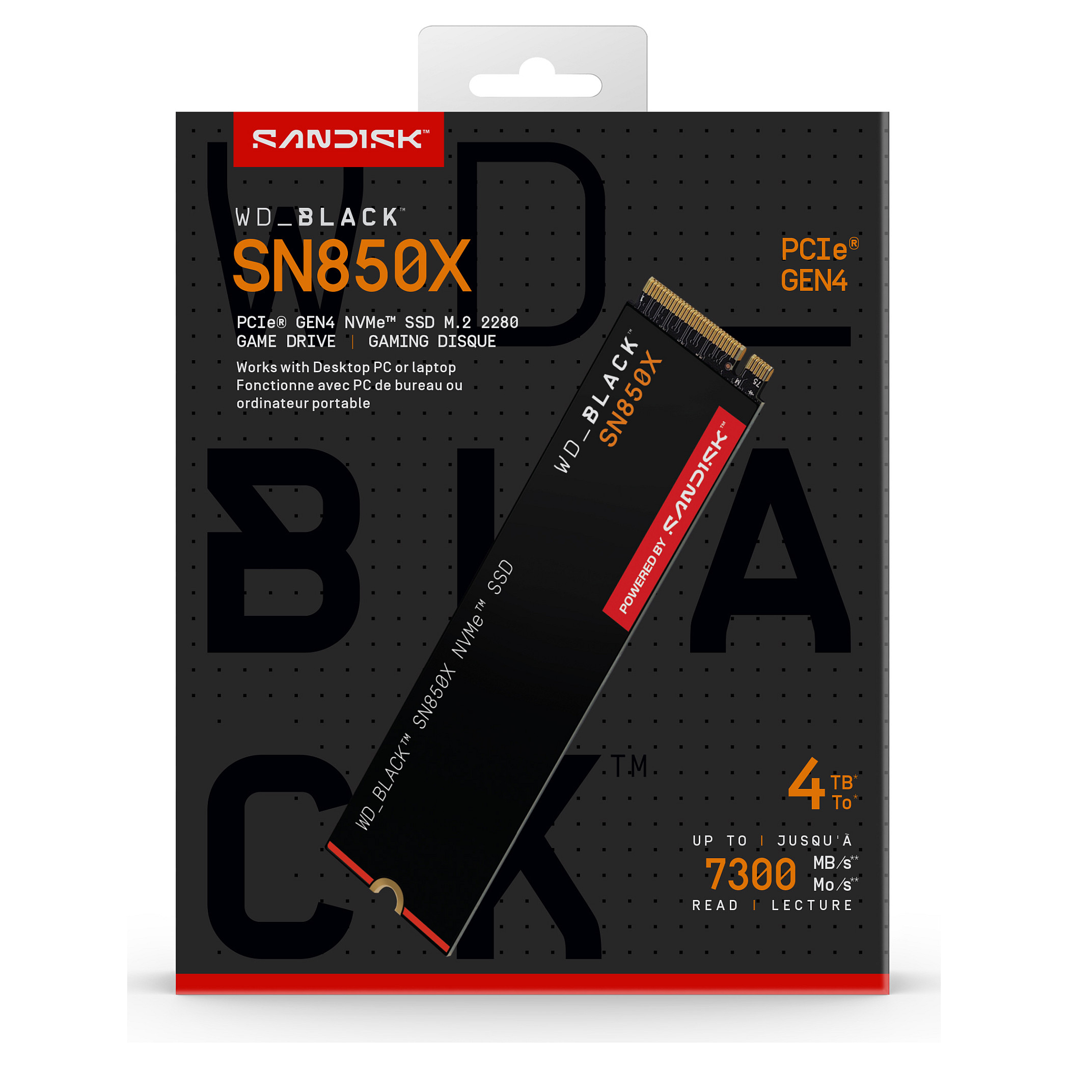 SSD WD crna SN850X 4TB M.2 2280 PCIe Gen4 x4 NVMe, Read/Write: 7300/6600 MBps, IOPS 1200K/1100K, TBW: 2400-17