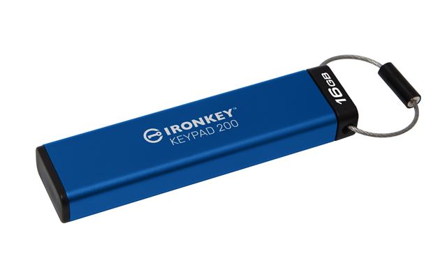 Memorijski USB KINGSTON IronKey Keypad 200 16GB (USB 3.2 Gen1, brzina čitanja 145 MB/s, brzina pisanja 115 MB/s, plava boja)