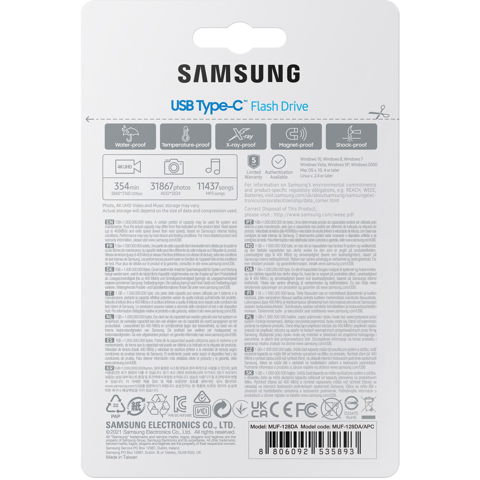 USB memorija SAMSUNG MUF-128DA/APC (128 GB, usb type-c, brzina čitanja 400 Mb/s, brzina pisanja 110 Mb/s, plava)-10