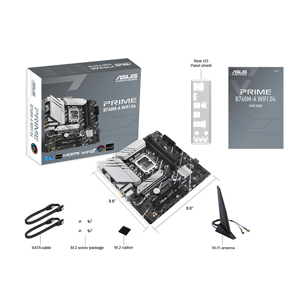 Matična ploča ASUS PRIME B760M-A WIFI D4 (LGA 1700, DDR4, PCIe 4.0 x16, SATA3, 8-kanalni audio, DP, HDMI, RJ45, M.2, USB 3.2)-6