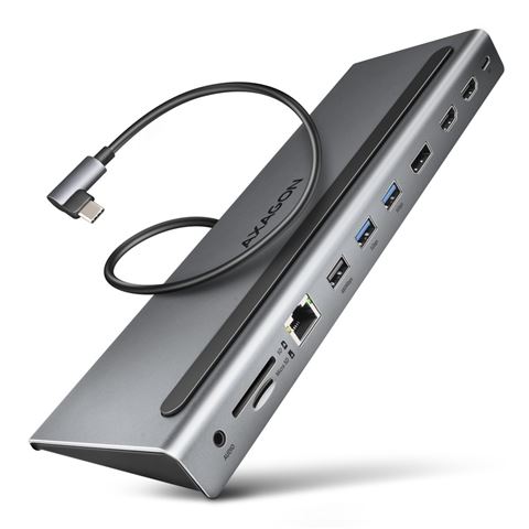 USB-C Hub AXAGON HMC-4KX3 (Triple 4K, 5Gbps, USB 3.0, HDMI, DisplayPort, SD/microSD Card Reader)-0