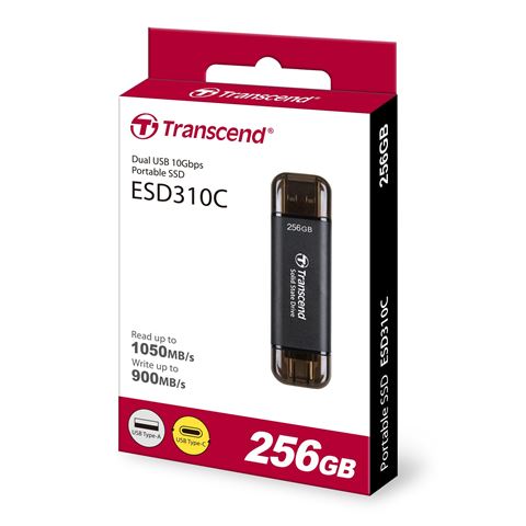 SSD TRANSCEND ESD310C (kapacitet 256 GB, sučelje USB 3.2, sučelje USB Type-C, 3D NAND, brzina čitanja do 1050 Mb/s, brzina zapisivanja do 950 Mb/s)-0