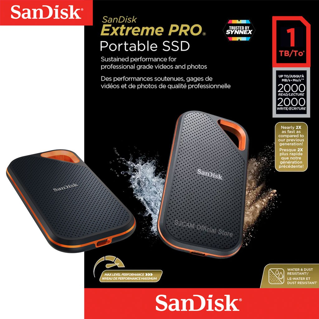 Prijenosni SSD SANDISK Extreme PRO 1TB - Brzine čitanja/pisanja do 2000MB/s, USB 3.2 Gen 2x2-2