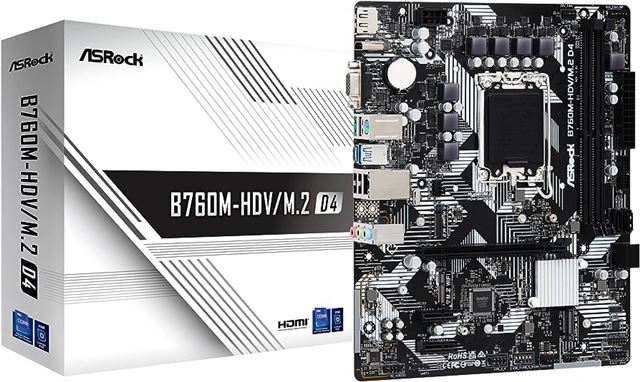 MBO ASROCK B760M-HDV/M.2 D4 (LGA1700, B760, DDR4, 2 utora, 2133 - 5333 MHz, PCIe 4.0 x16, SATA3 4)-0