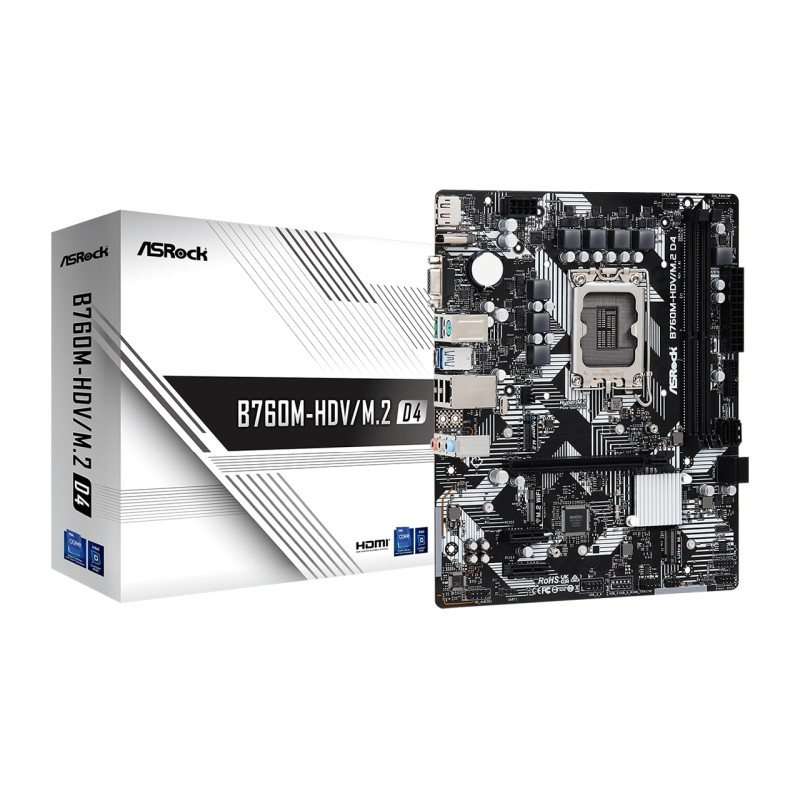 MBO ASROCK B760M-HDV/M.2 D4 (LGA1700, B760, DDR4, 2 utora, 2133 - 5333 MHz, PCIe 4.0 x16, SATA3 4)-9