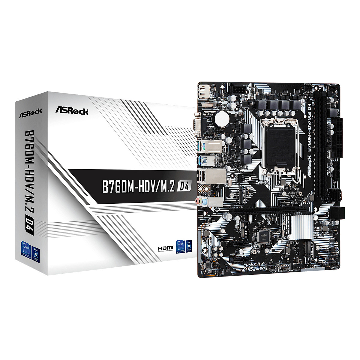 MBO ASROCK B760M-HDV/M.2 D4 (LGA1700, B760, DDR4, 2 utora, 2133 - 5333 MHz, PCIe 4.0 x16, SATA3 4)-4