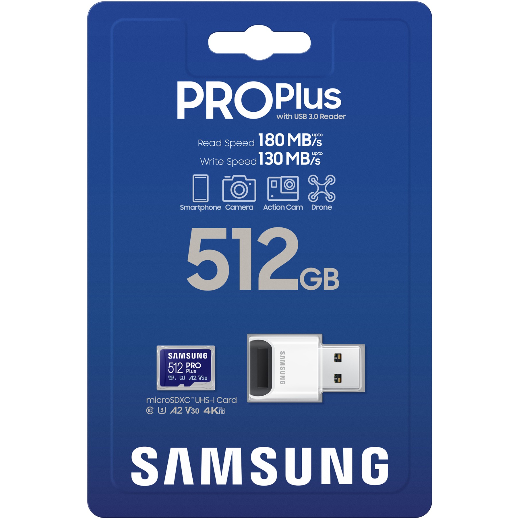 Memorijska kartica SD micro SAM PRO Plus 512GB + Reader MB-MD512SB/WW-7