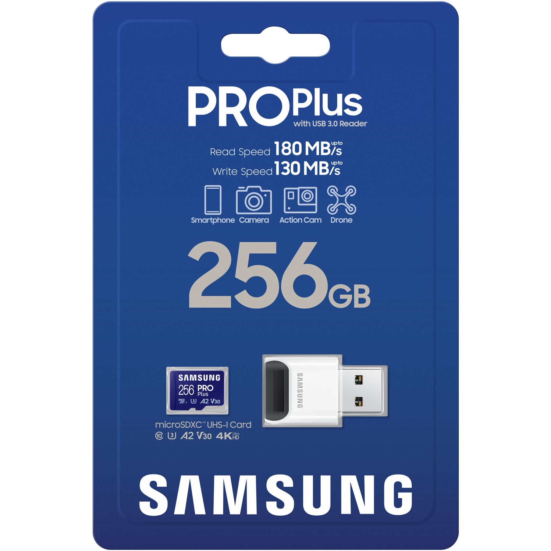 Memorijska kartica SD micro SAM PRO Plus 256GB + Reader MB-MD256SB/WW-7
