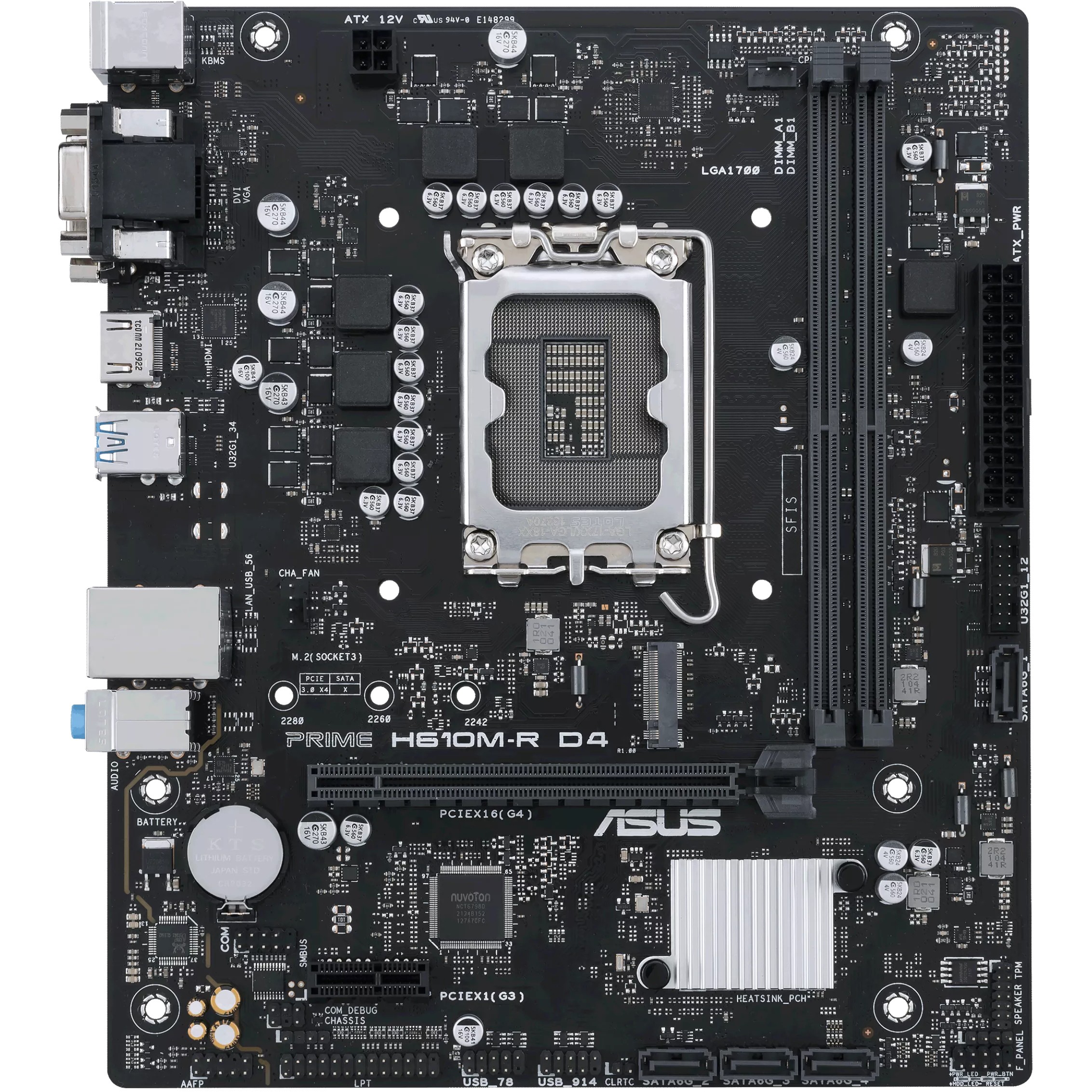 MBO ASUS PRIME H610M-R D4-SI (LGA1700, Intel H610, DDR4, 2 utora, 2133 - 3200MHz, 4 SATA3)-1
