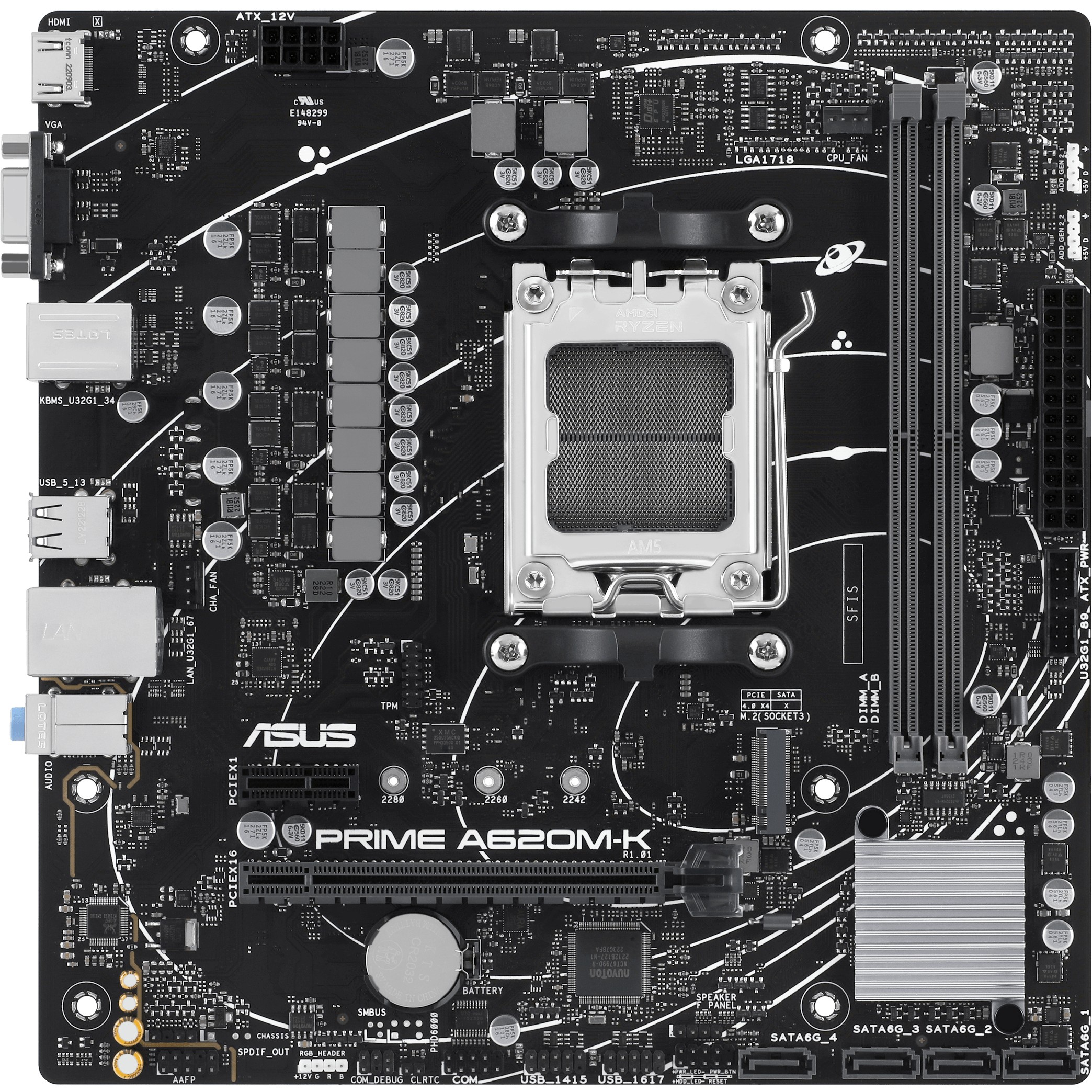 Matična ploča ASUS PRIME A620M-K (AM5 Socket, DDR5-7200MHz, PCIe 4.0, VGA/HDMI, mATX)-3