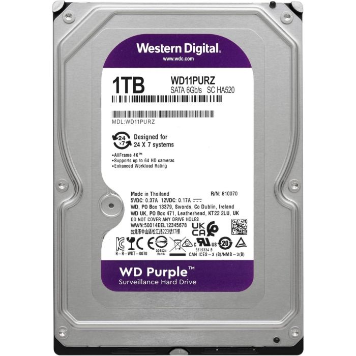 HDD Interni WD Purple Surveillance 1TB 3,5" SATA WD11PURZ-7