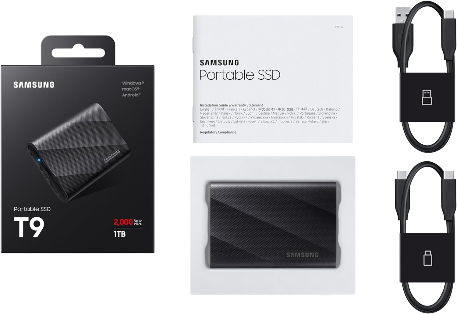 SSD Eksterni 1TB Samsung Portable T9 crna USB 3.2 MU-PG1T0B/EU-5