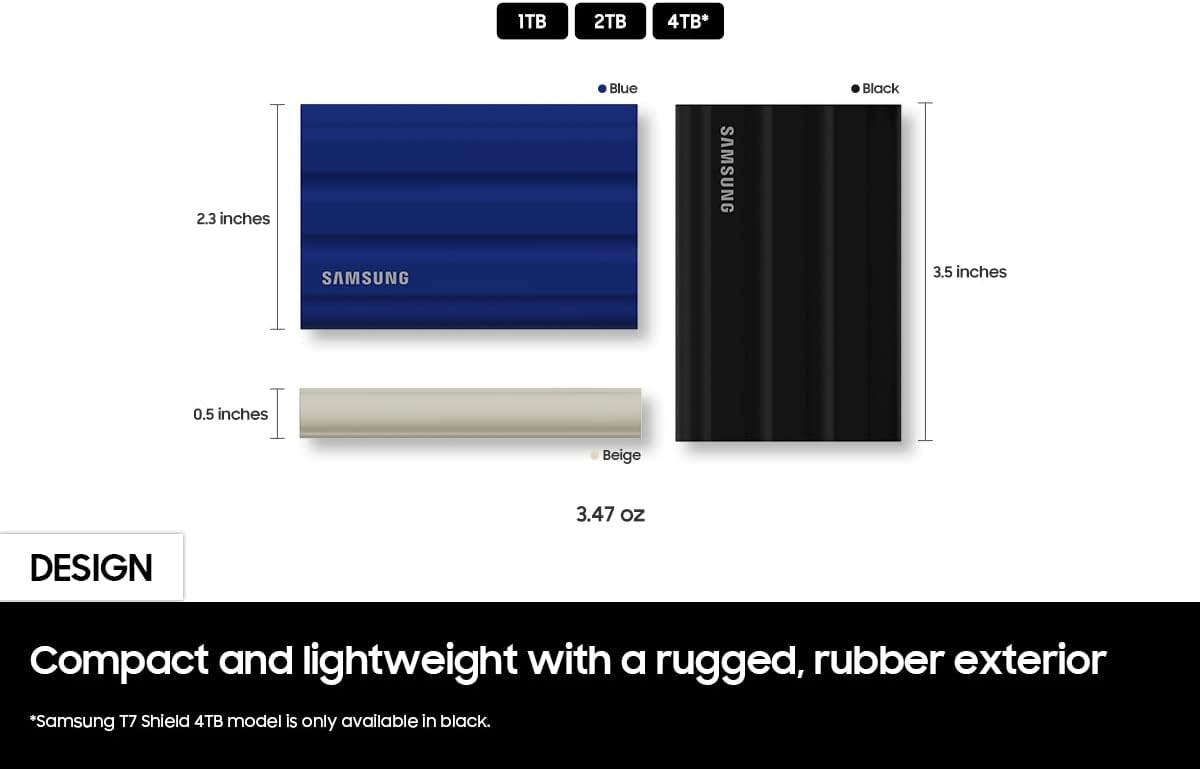 SSD Eksterni 4TB SAMSUNG Portable T7 Shield Blue USB 3.2 MU-PE4T0S/EU-0