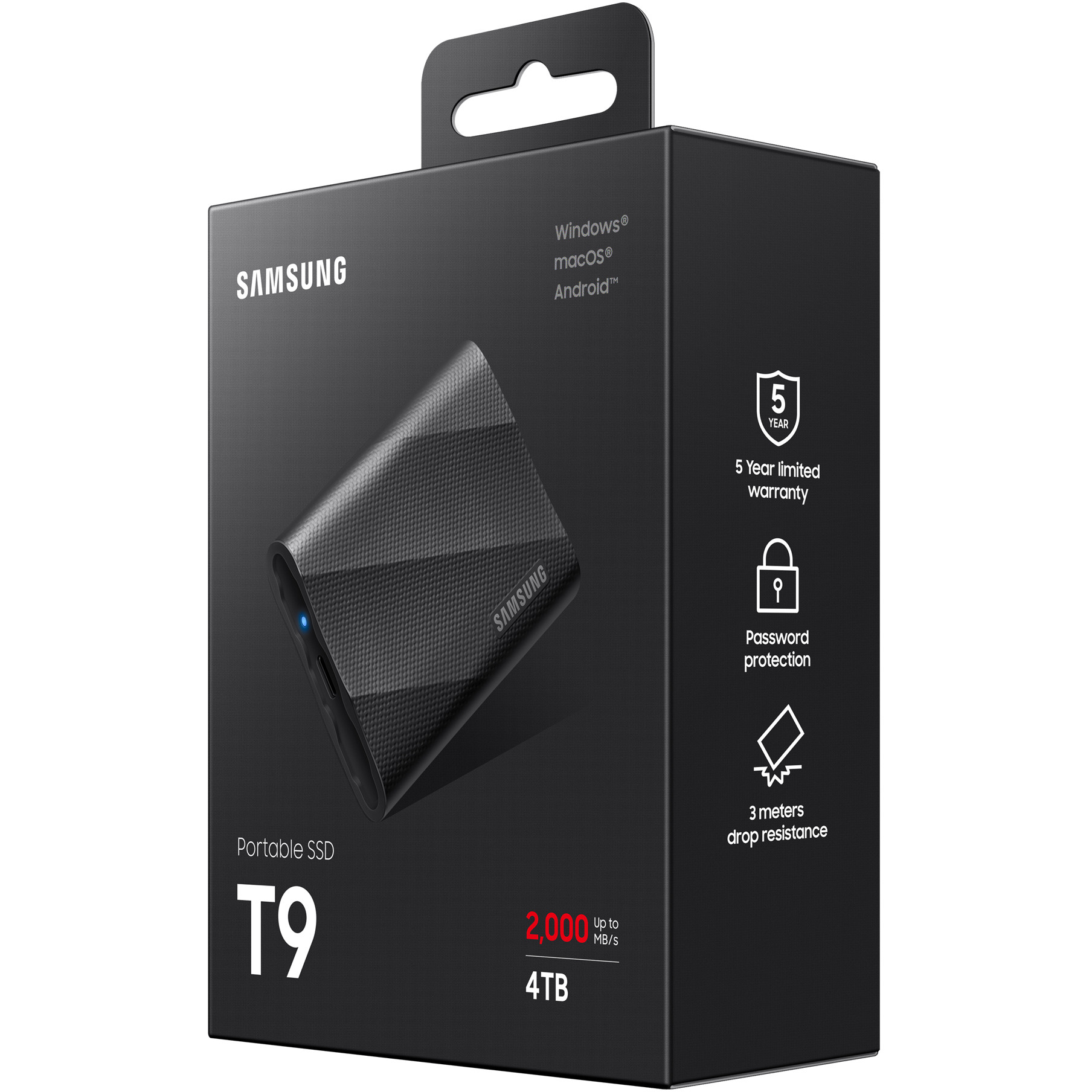 Samsung SSD 4TB USB-C USB Gen2 20Gbps 2x2 Client T9 5 yrs black-4