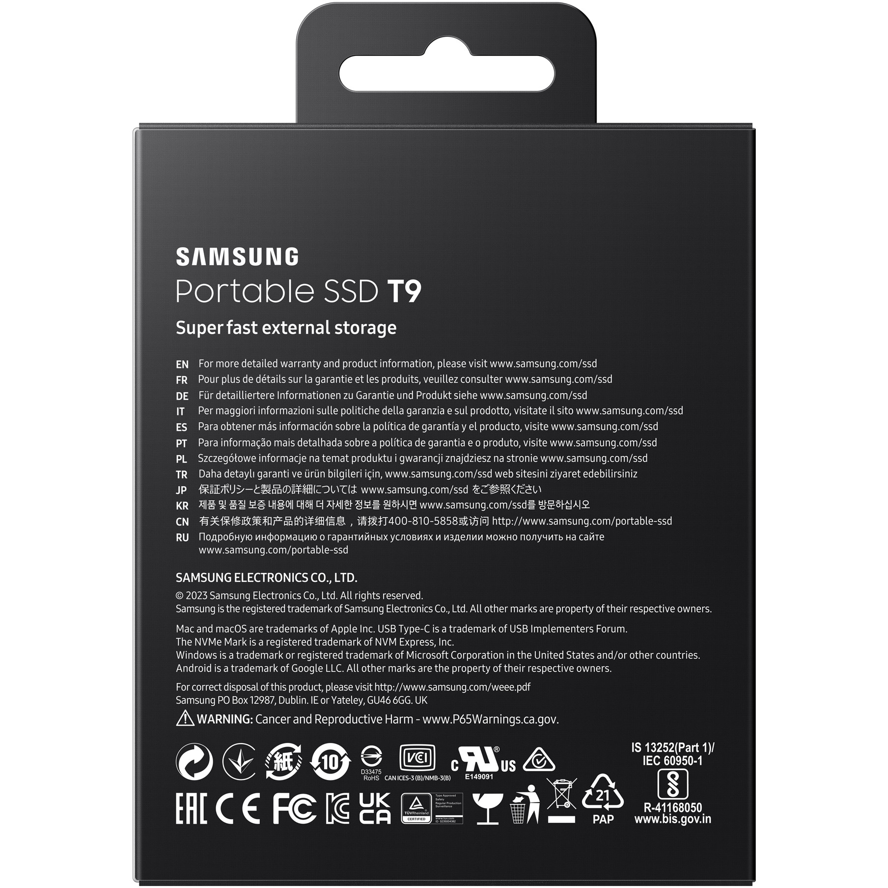 Samsung SSD 4TB USB-C USB Gen2 20Gbps 2x2 Client T9 5 yrs black-12