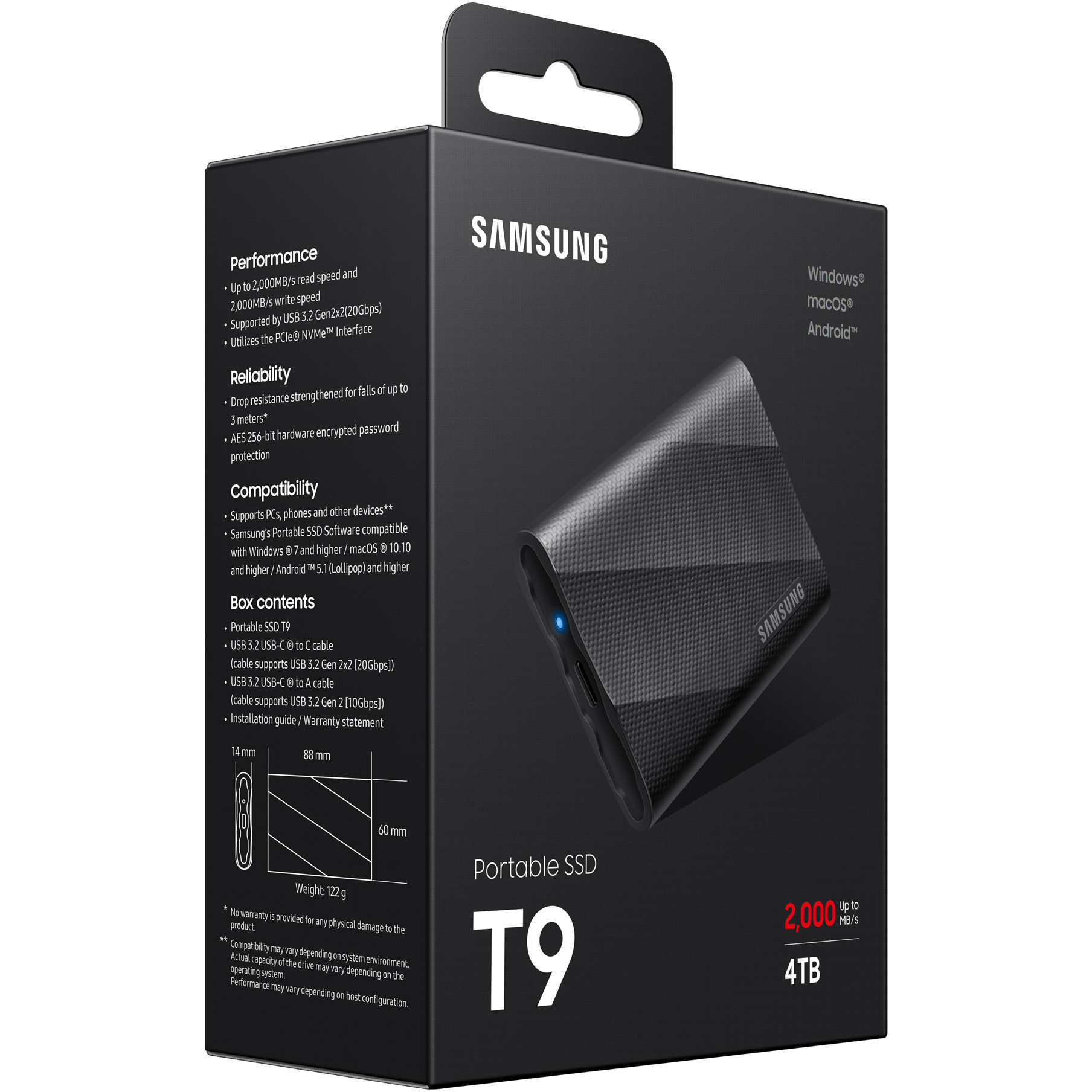 Samsung SSD 4TB USB-C USB Gen2 20Gbps 2x2 Client T9 5 yrs black-13