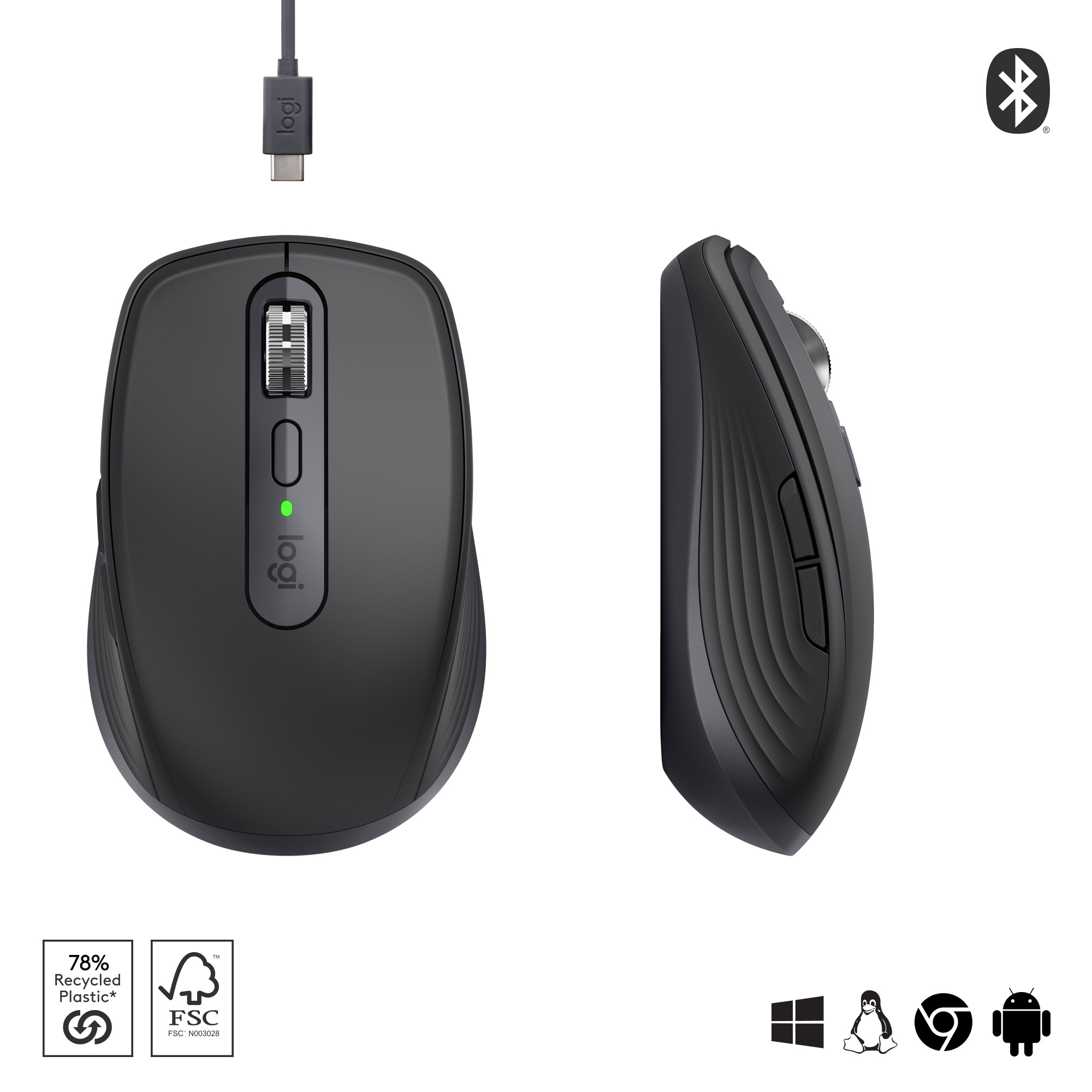Logitech MX Anywhere 3S bežični laserski miš, USB, graphite (910-006929)-38