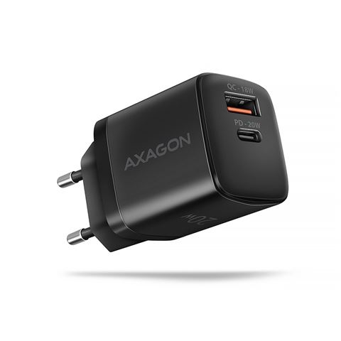 Zidni punjač AXAGON ACU-PQ20 (1 x QC 4+, 1 x Type C, 20W, crni)-0