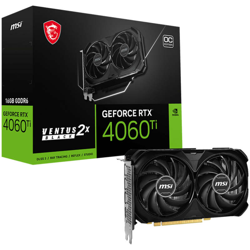 VGA MSI RTX 4060Ti VENTUS 2X BLCK 16G OC-0