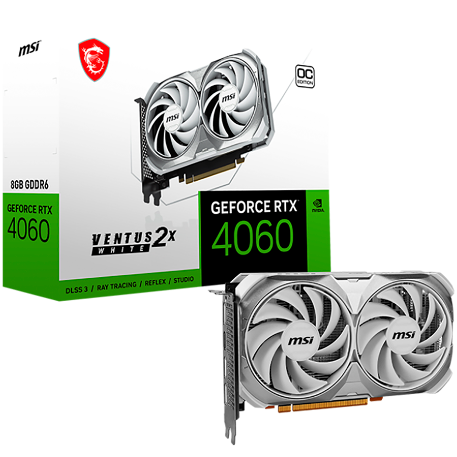 Video Card MSI GeForce RTX 4060 VENTUS 2X WHITE (8GB GDDR6, 128bit, Boost 2490 MHz, PCIe 4.0)-0