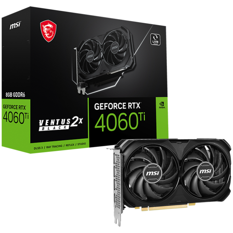 VGA MSI RTX 4060TI VENTUS BLACK 2X 8G OC-0