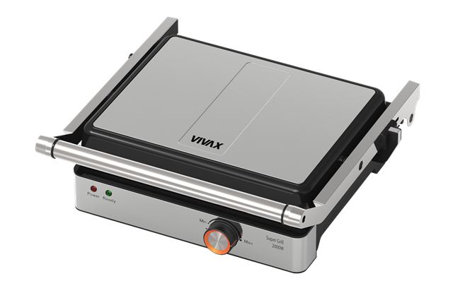 Toster grill VIVAX SM-2000X (snaga 2000 W, površina za pečenje 29x26 cm)