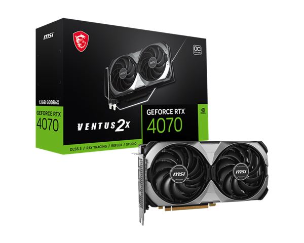 Video Card MSI GeForce RTX 4070 VENTUS 2X E 12G OC (12GB gddr6x, 192-bit, pci express gen 4, 3xdp, 1xhdmi, 1x 8-pin, recommended psu 650w)-0