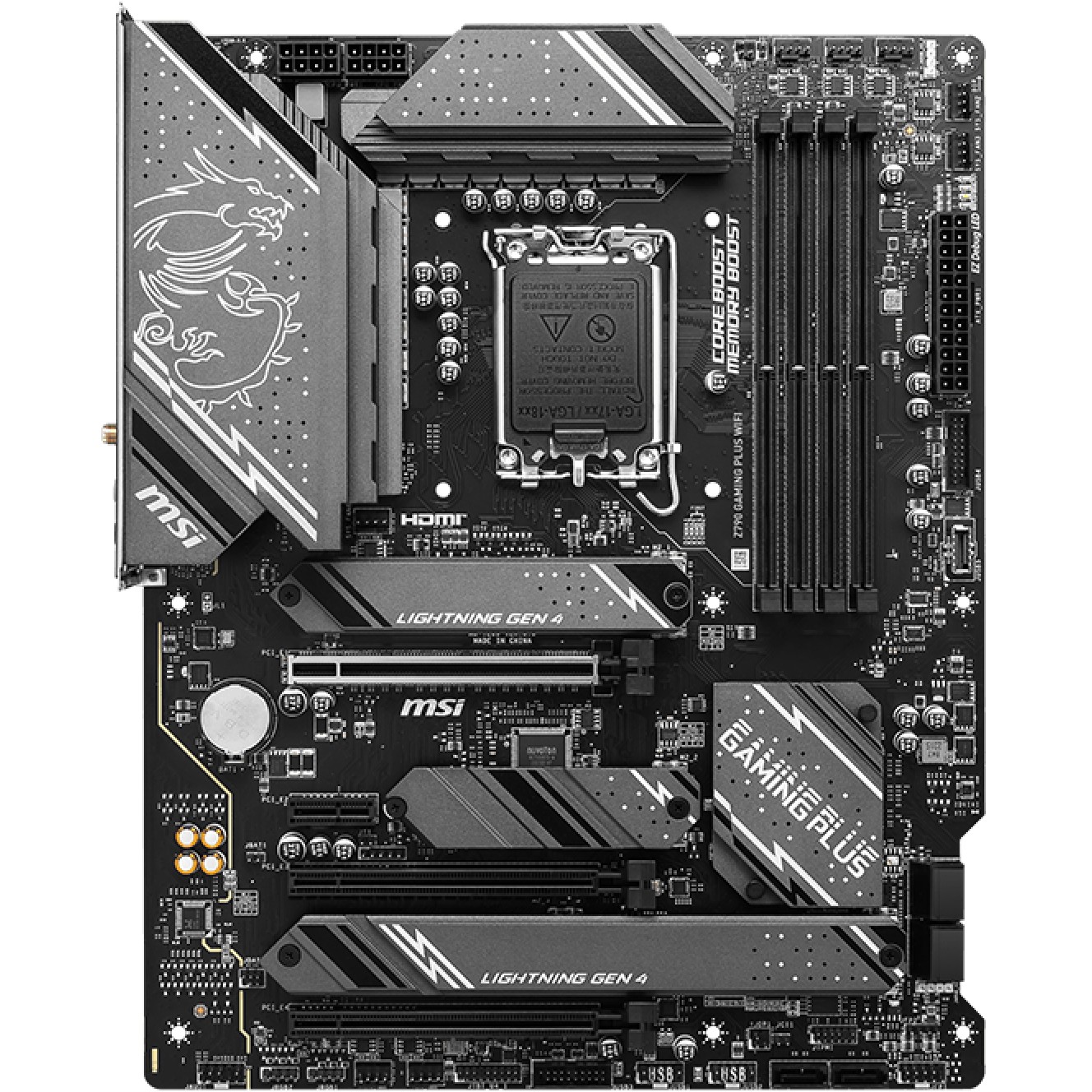 MBO 1700 MSI Z790 GAMING PLUS WIFI (LGA1700, Z790, DDR5, 4 utora, 4800 - 7200MHz, PCIe 5.0 x16, ATX)-2