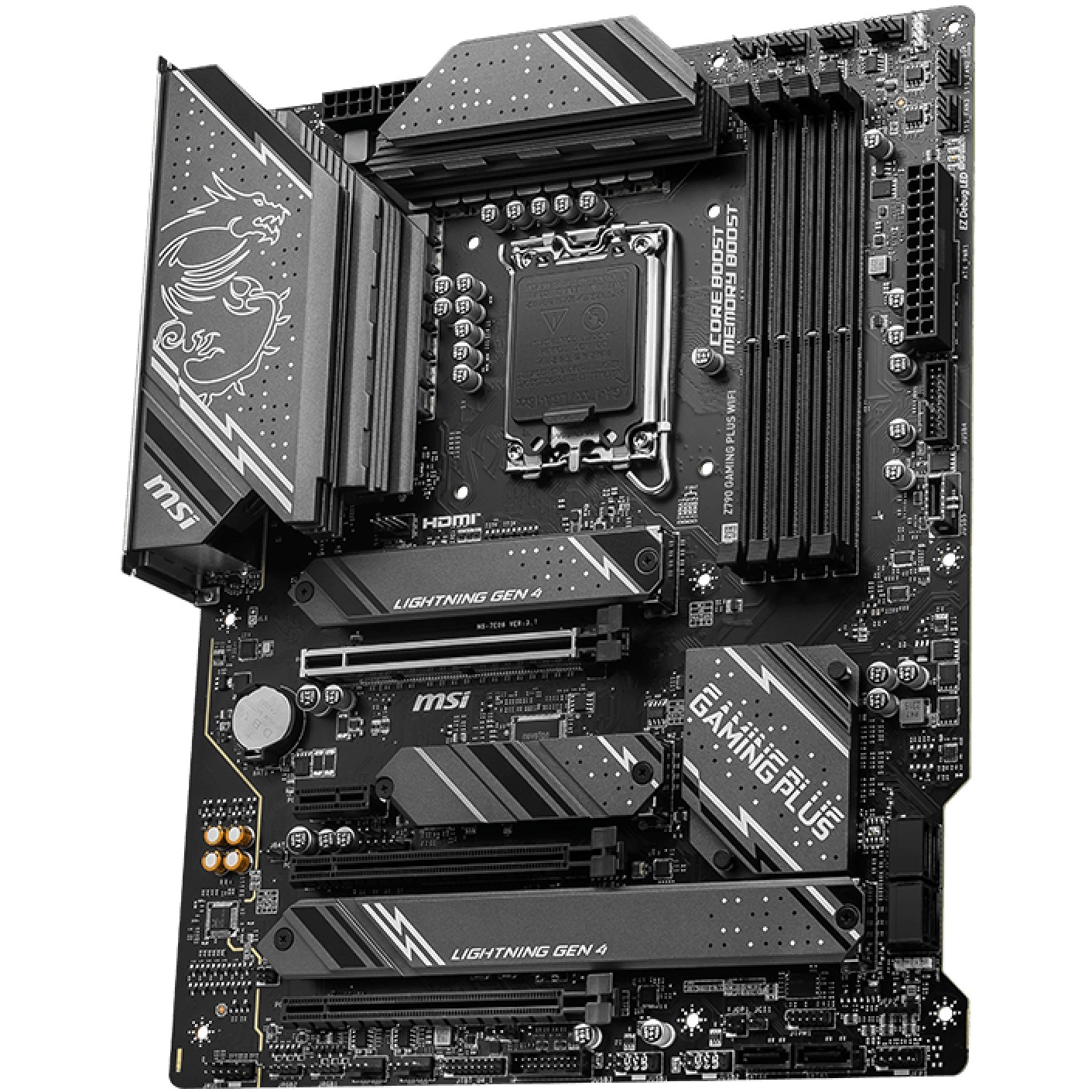 MBO 1700 MSI Z790 GAMING PLUS WIFI (LGA1700, Z790, DDR5, 4 utora, 4800 - 7200MHz, PCIe 5.0 x16, ATX)-3