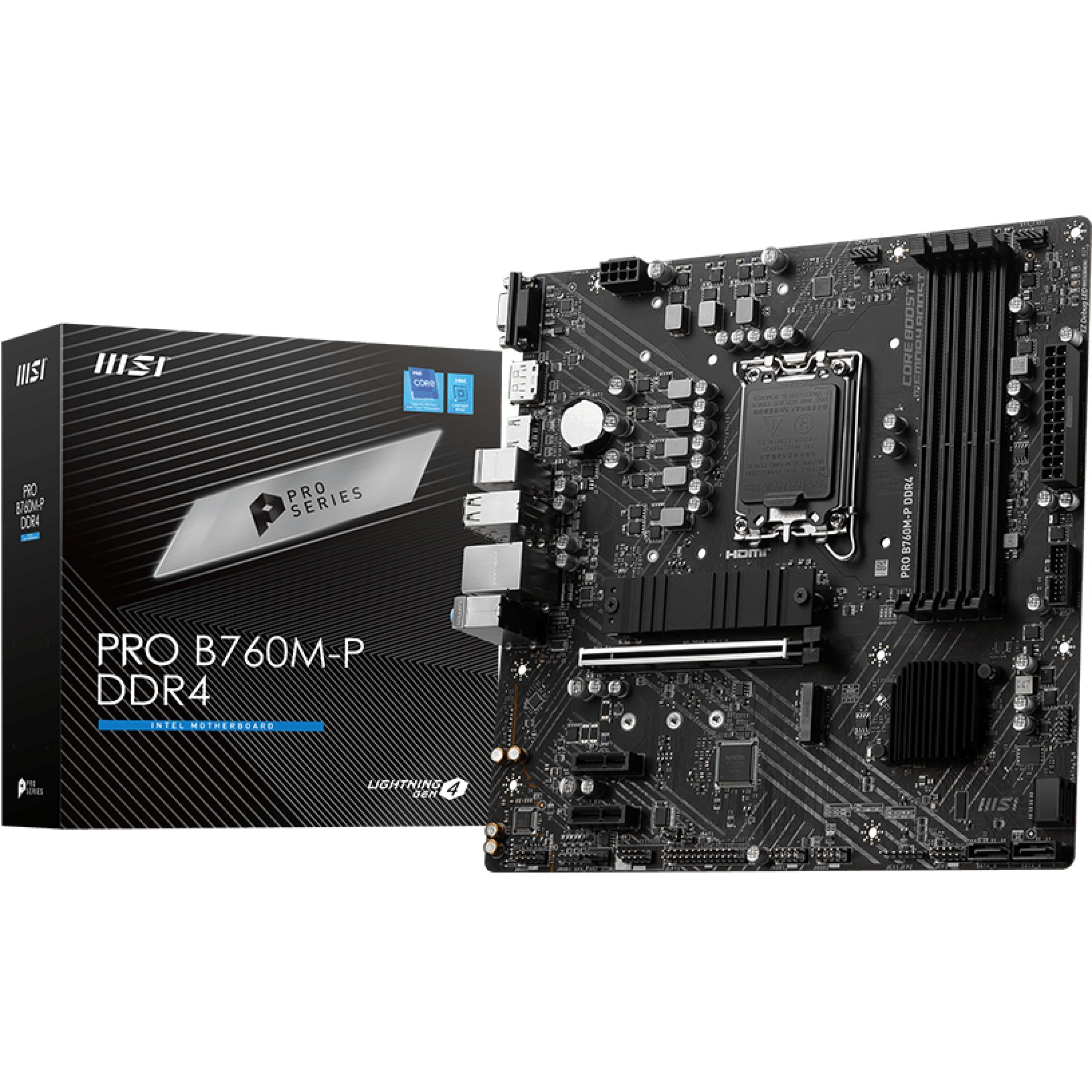 MBO 1700 MSI PRO B760M-P DDR4 (LGA1700, B760, DDR4, 4 utora, 2133 - 4800 MHz, PCIe 4.0 x16, SATA3 4, ATX)-1