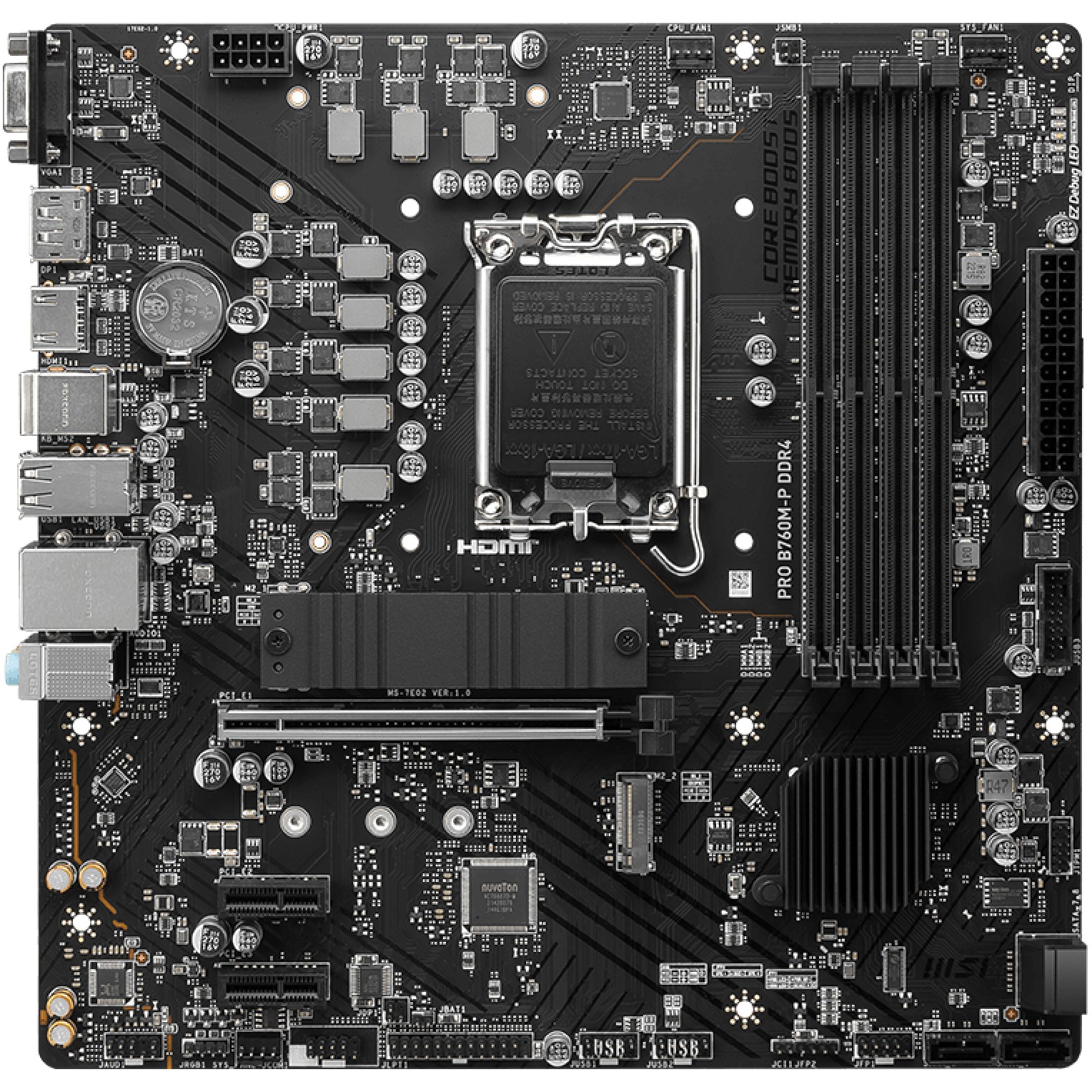 MBO 1700 MSI PRO B760M-P DDR4 (LGA1700, B760, DDR4, 4 utora, 2133 - 4800 MHz, PCIe 4.0 x16, SATA3 4, ATX)-2