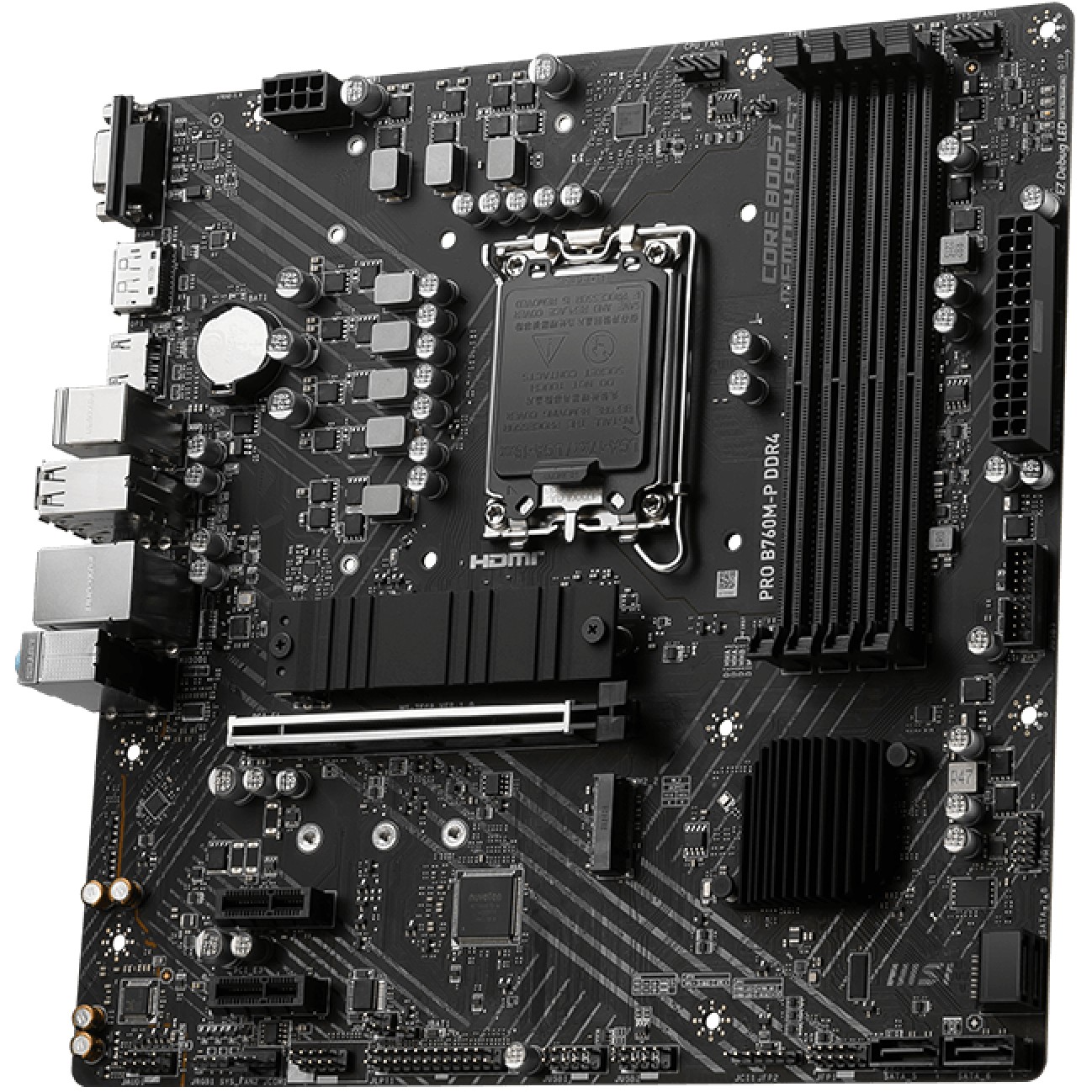 MBO 1700 MSI PRO B760M-P DDR4 (LGA1700, B760, DDR4, 4 utora, 2133 - 4800 MHz, PCIe 4.0 x16, SATA3 4, ATX)-3